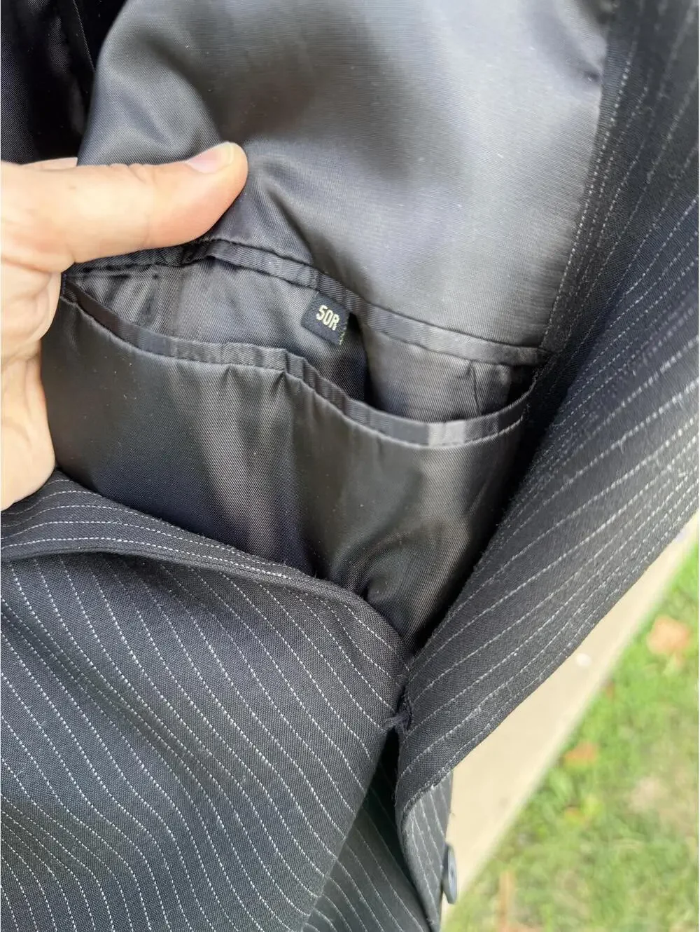 Natural Exchange Executive Men's Black Pinstripe Blazer - Sz 50r